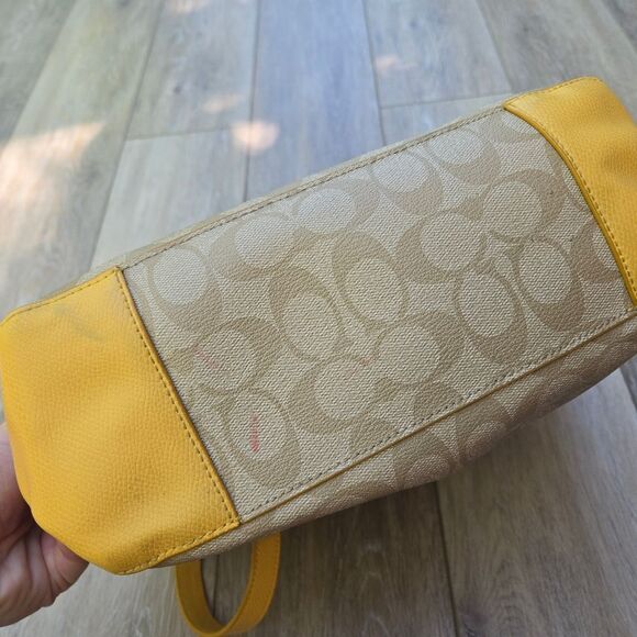 Coach Tan and Yellow Signature Tote - Picture 6 of 14